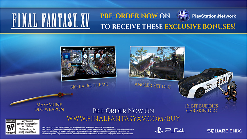 Final Fantasy XV  Bonus de précommande digital ps4